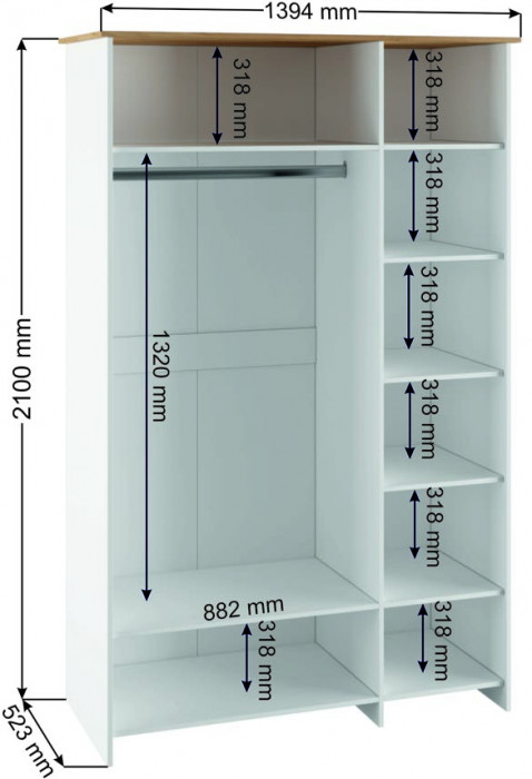 Шкаф трехстворчатый Теодора, Белый