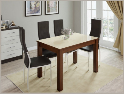 Стол обеденный Бруно 1200х800 орех шоколадный/лакобель ваниль