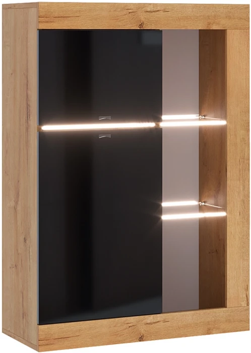 Прага Модульная Гостиная, вариант №1, вотан/Черный глянец