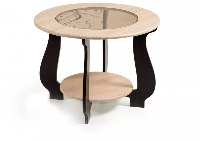 Стол журнальный СЖ-24 с рисунком Р-4/ дуб/венге