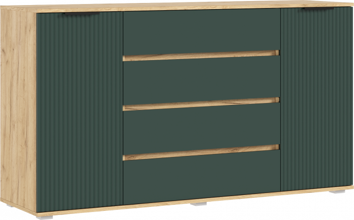 Марвэл Комод 2 двери 4 ящика (1600), Дуб крафт/Браш мени грин