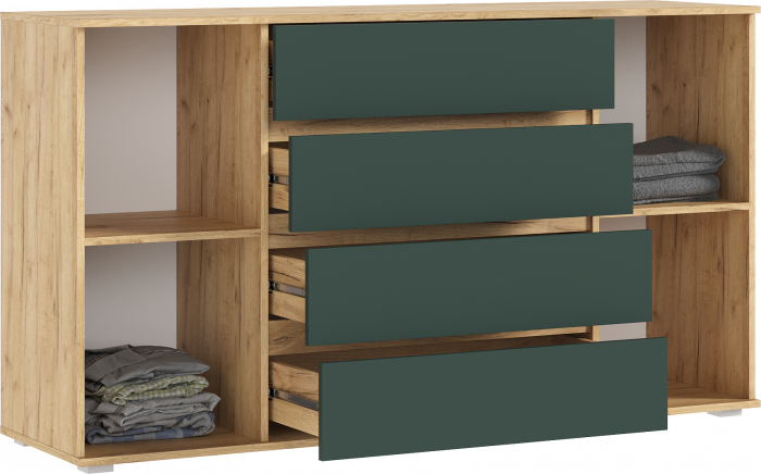 Марвэл Комод 2 двери 4 ящика (1600), Дуб крафт/Браш мени грин