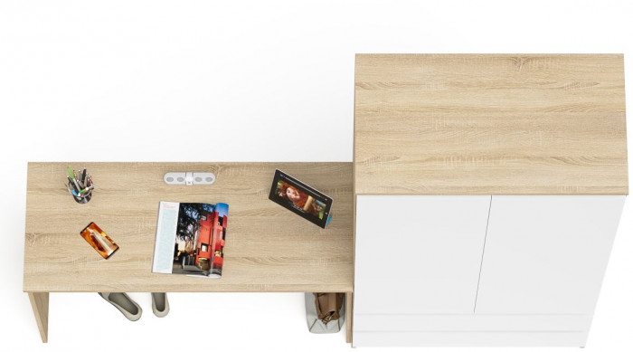 Мори письменный стол МСП1200.1 + Шкаф МШ900.1, дуб сонома/белый