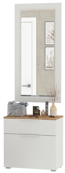 Октава Прихожая 38, белый шагрень/дуб крафт золотой/фасады МДФ белый шагрень