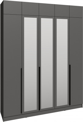 Шкаф 2,0 с антресолью и зеркалом Мадрид, Графит серый