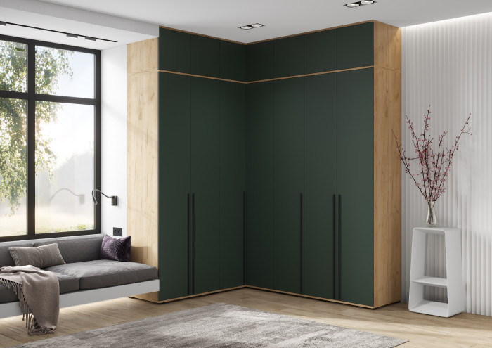 Норд Шкафы угловая композиция, Дуб крафт/Изумрудный