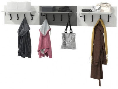 Остин 15.12 Вешалка + 15.12 Вешалка + 15.12 Вешалка, цвет белый шагрень/серый графит, ШхГхВ 239,1х29,6х39,7 см., универсальная сборка