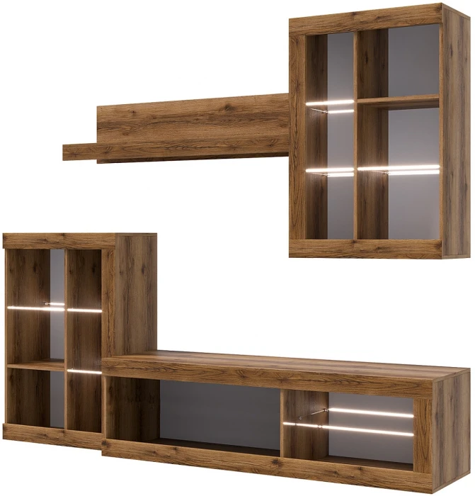 Прага Модульная Гостиная, вариант №1, делано/Белый глянец