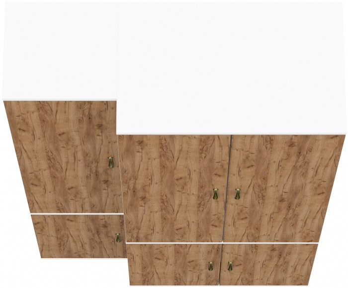 Лидер-8 Модуль Пенал МД 21Б + Шкаф МД 19Б, белый шагрень/крафт золото