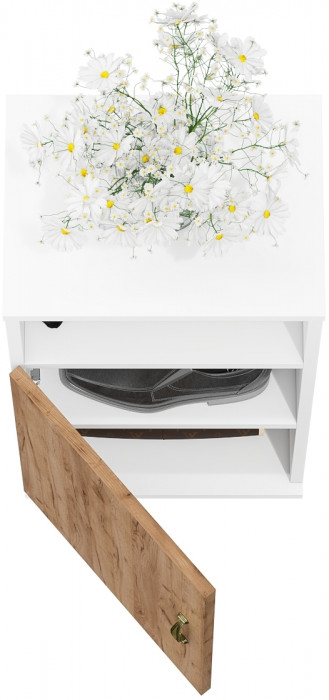 Лидер-8 Модуль Тумба МД 3.19, цвет белый шагрень/крафт золото, ШхГхВ 40х30х75 см., универсальная сборка (ниша и дверка)