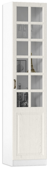 Ливерпуль Шкаф-витрина, цвет ясень ваниль/белый, ШхГхВ 50х41,4х220,3 см., идёт подсветка - спот врезной, универс. сб., подходит карниз 500 #1650022