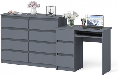 Мори компьютерный стол МС-6 левый + Комод МК1200.8, графит