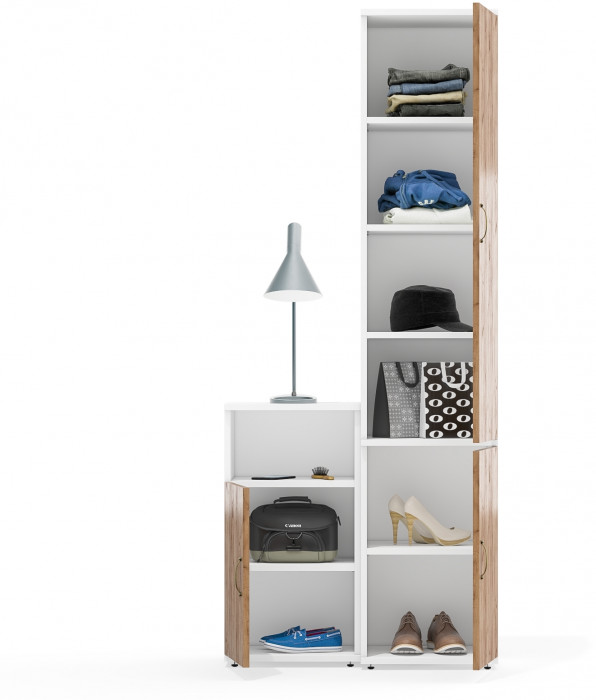 Лидер-8 Пенал МД 22Б + Тумба МД 3.19, белый шагрень/крафт золото