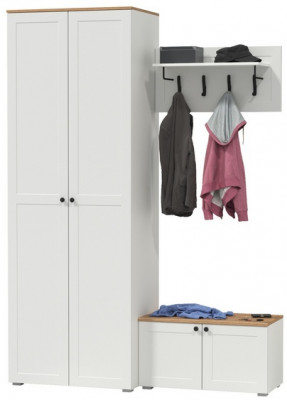 Остин Прихожая 19, цвет белый шагрень/дуб крафт золотой, ШхГхВ 160х54,3х229,6 см., универсальная сборка