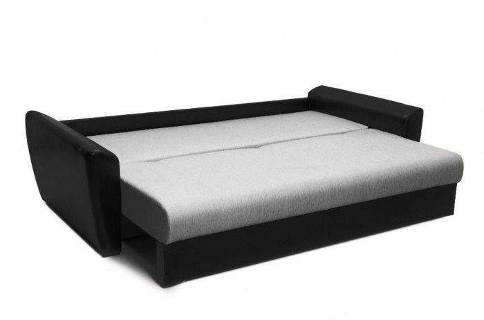 Диван-еврокнижка Амстердам 140, рогожка/экокожа серая