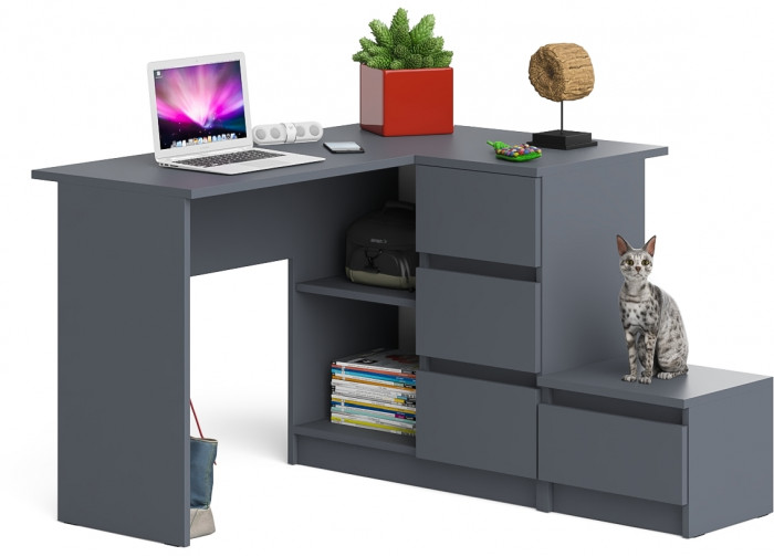 Мори компьютерный стол МС-16 правый + Тумба ТМП400.1, графит