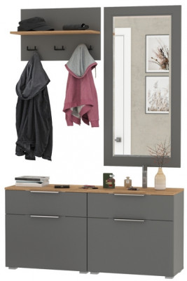 Октава Прихожая 39, серый графит/дуб крафт золотой/фасады МДФ серый графит