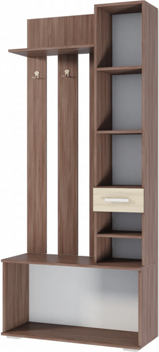 Ника Вешалка с зеркалом, вз910, Ясень шимо темный/светлый