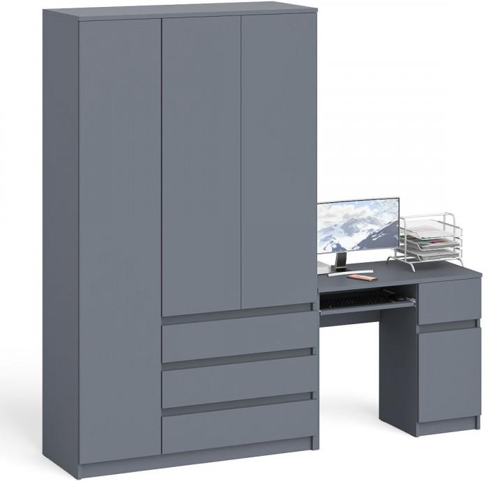 Мори компьютерный стол МС-1 правый + Шкаф МШ1200.1, графит