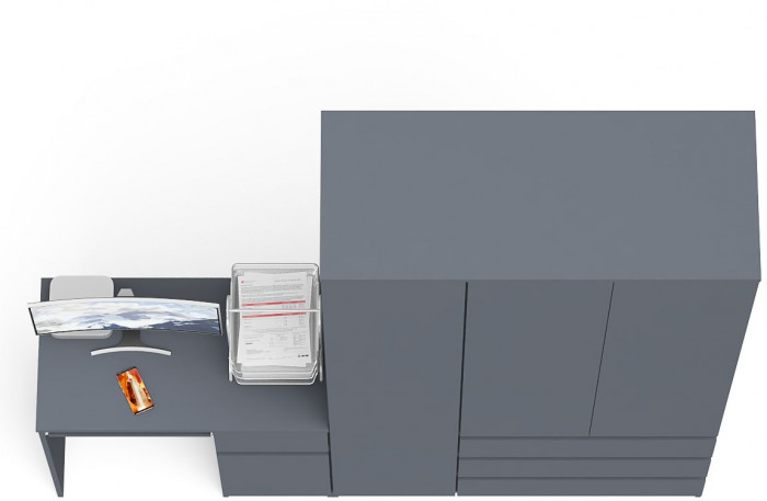 Мори компьютерный стол МС-1 правый + Шкаф МШ1200.1, графит