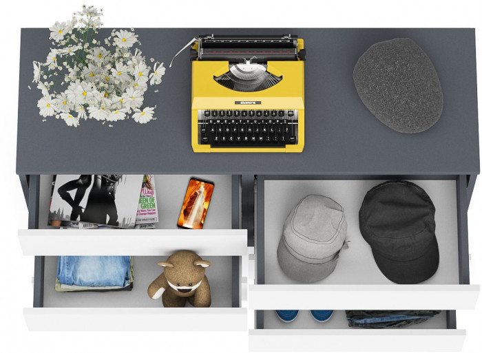 Мори Комод МК1200.6, цвет графит/белый, ШхГхВ 120,4х41х73 см.