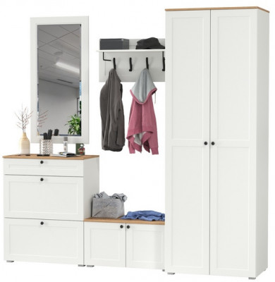 Остин Прихожая 47, белый шагрень/дуб крафт золотой