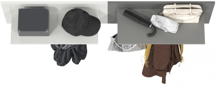 Остин 15.12 Вешалка + 15.12 Вешалка, цвет белый шагрень/серый графит, ШхГхВ 159,4х29,6х39,7 см., универсальная сборка