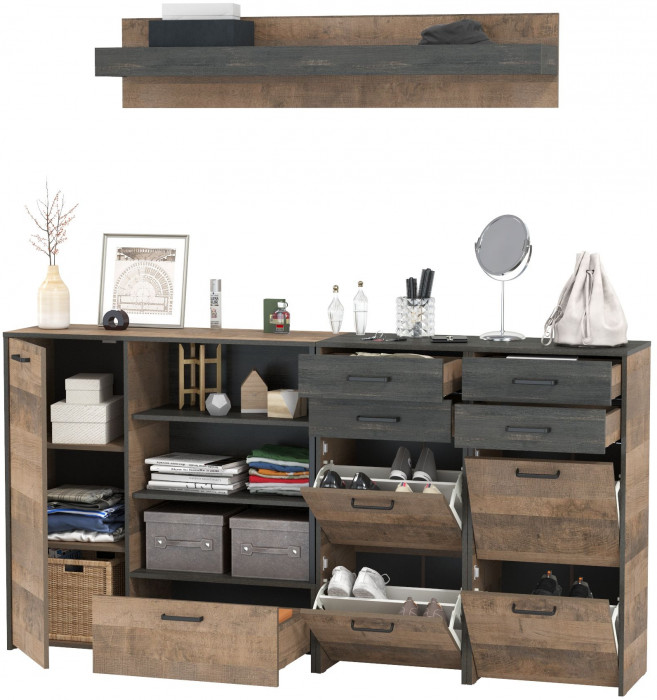 Трувор Прихожая 173, дуб гранж песочный/интра