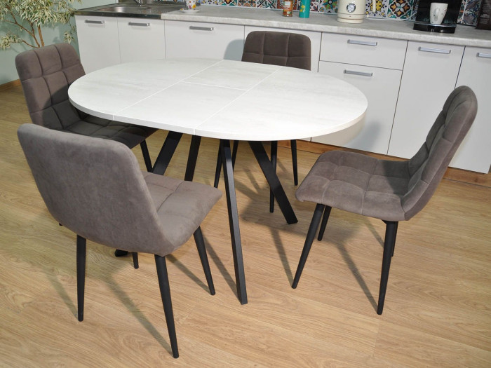 Обеденная группа Нарди / Стул Х 4 шт. / Бетон белый/черный / бид 08