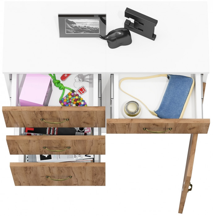 Лидер-8 Тумба МД 3.15 + Тумба МД 3.16, цвет белый шагрень/крафт золото, ШхГхВ 80х50х75 см., универсальная сборка