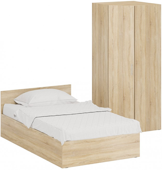 Кровать 1200 + Шкаф угловой Стандарт, цвет дуб сонома, ШхГхВ 123,5х203,5х70 + 81,2х81,2х200см., сп.м. 1200х2000 мм., без матраса, основание есть