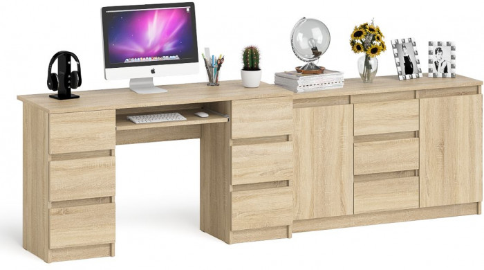 Мори компьютерный стол МС-2 + Комод МК1200.3, дуб сонома
