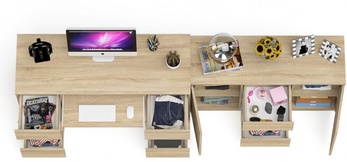 Мори компьютерный стол МС-2 + Комод МК1200.3, дуб сонома