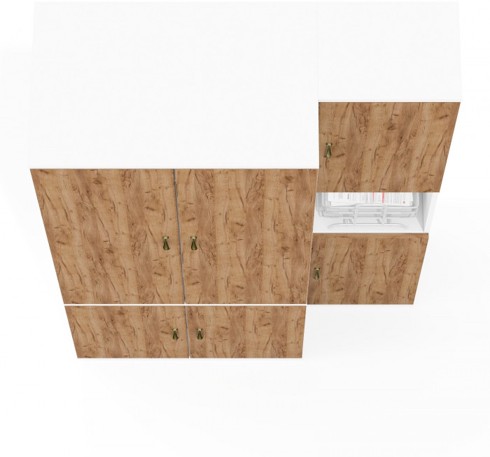 Лидер-8 Модуль Пенал + Шкаф МД 19Б, цвет белый шагрень/крафт золото, ШхГхВ 120х50х190 см., универсальная сборка