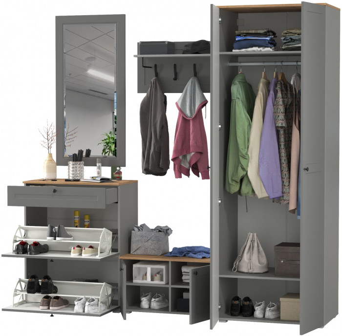 Остин Прихожая 47, серый графит/дуб крафт золотой