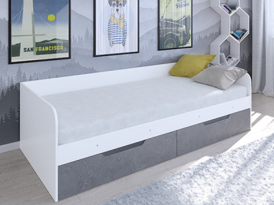 Кровать Астра одноярусная Белый/Железный Камень