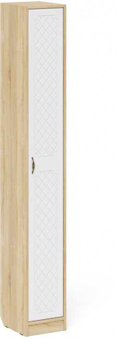 Прихожая П-6 Компоновка № 29, дуб сонома/фасады МДФ белое дерево фрезеровка ромб