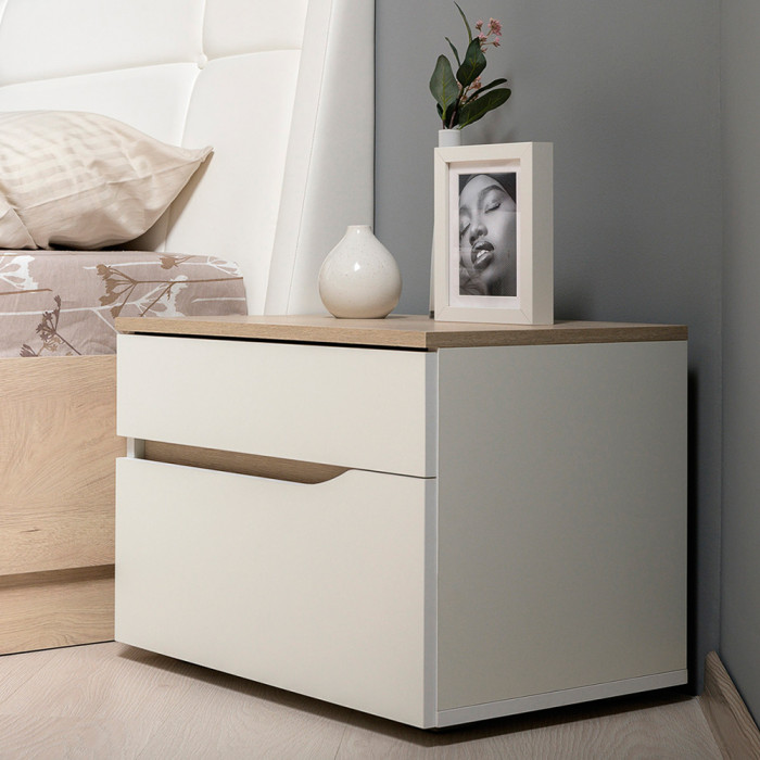 Муссон Спальня № 15, цвет белый/дуб эндгрейн элегантный, ортопед, сп. м. 1600х2000 мм., б/м