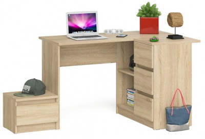 Мори компьютерный стол МС-16 правый + Тумба ТМП400.1, дуб сонома