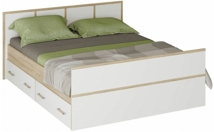 "Сакура" кровать 1,4м ЛИТ (1550х860х2034) дуб сонома/белый