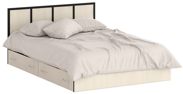 Сакура Кровать с ящиками 1400, цвет венге/дуб лоредо, ШхГхВ 143,5х203,5х80 см., сп.м. 1400х2000 мм., без матраса, основание есть, универсальная сборка