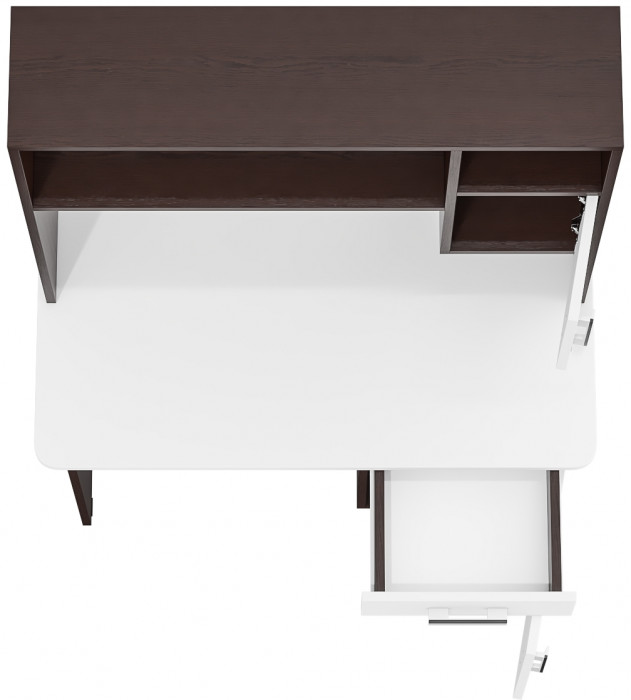 Стол письменный с надстройкой С-МД-1-09Н, цвет венге/белый шагрень, ШхГхВ 105х57х162 см., НЕ универсальная сборка