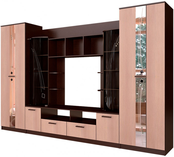 Гостиная "Венеция" (3400х2200х532) венге/лоредо