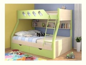 Дельта-20.02 Детская двухъярусная кровать, Салатовый
