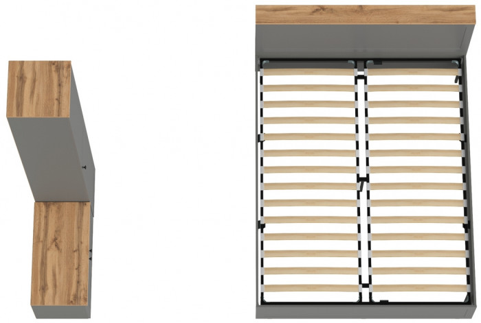 Остин 11.53 Кровать + ортопед + 13.227 Шкаф-пенал + 13.257 Тумба, серый графит/дуб крафт золотой