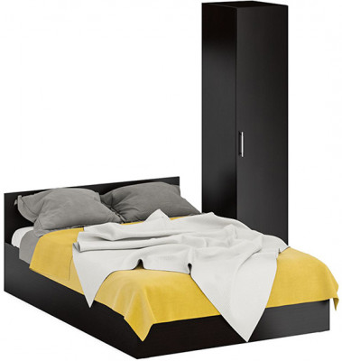 Кровать 1400 + Пенал Стандарт, цвет венге, ШхГхВ 143,5х203,5х70 + 45х52х200 см., сп.м. 1400х2000 мм., без матраса, основание есть