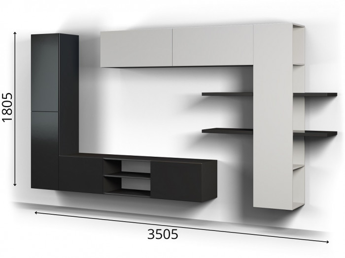 Модульная гостиная Альда, Черный/Дуб Велингтон