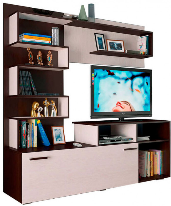 Гостиная "Евро" (1660х1820х436) венге/лоредо