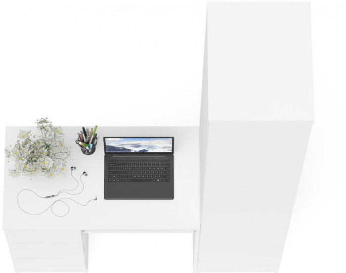 Мори компьютерный стол МС-6 левый + Пенал МШ400.1, белый