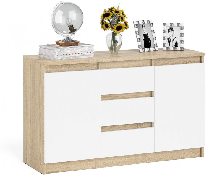 Мори Комод МК1200.3, дуб сонома/белый